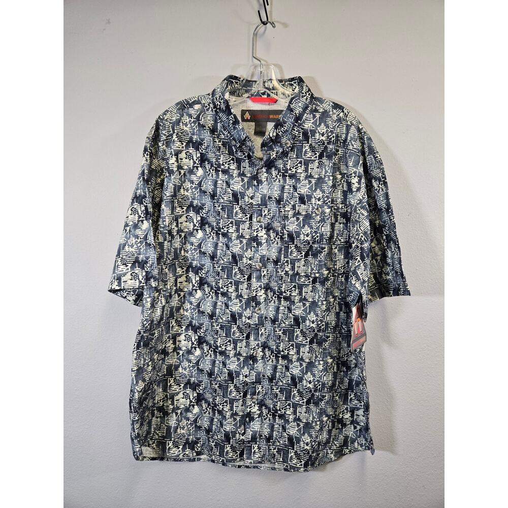 AmericaWare NWT Abstract Geo‎ Print Button Down Shirt Men’s Size XL Short Sleeve